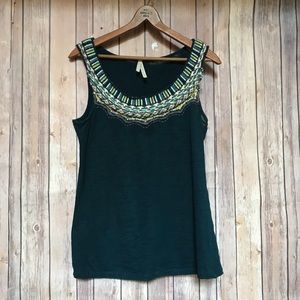 Anthropologie Yarn Hand Detailed tank Top Sz L